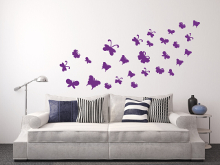 Nálepky na stenu - Motýli set 28 kusov